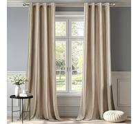 BULBUL Champagne Curtains 84 Inch Length- 2 Panels Velvet Living Room Beige Blackout Window Drapes Curtain Thermal Insulated Room Darkening Decor Grommet Curtains for Bedroom