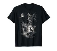 Buldog francés Aullando en la Noche de la Luna Vintage 90s Buldog Dog Camiseta