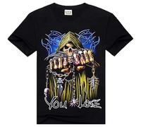 bulei Devil Skull Print Unisex 100% Cotton Short-Sleeve T-Shirts Black XL