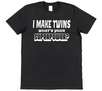 bulei I Make Twins What's Your Superpower ? Unisex 100% Cotton Short-Sleeve T-Shirts Black XXL