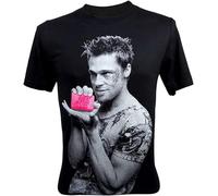 bulei Immortal Brad Pitt Actor Fight Club 1999 Film Unisex 100% Cotton Short-Sleeve T-Shirts Black L