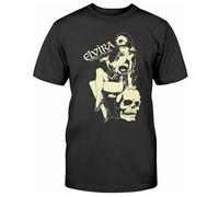 bulei Kreepsville Elvira Mistress of The Dark Comic Skull Goth Punk Unisex 100% Cotton Short-Sleeve T-Shirts Black XXL