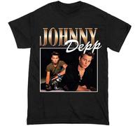 bulei Vintage Johnny Depp Unisex 100% Cotton Short-Sleeve T-Shirts Black L