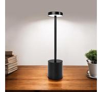 BuleVina Lámparas de mesa recargables inalámbricas, control táctil, temperatura de 3 colores, regulable continuamente, lámpara inalámbrica portátil LED, lámpara que funciona con pilas (negro)
