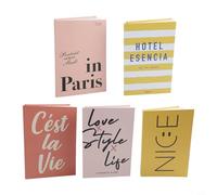 Bulevisiter 5 libros de papel decorativos, adornos de libro de imitación para placas y carteles, diseño de plegado plano, para un fácil montaje, para oficina, mesas de café, escenarios, (B)