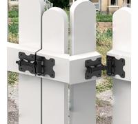 Bulevisiter Bisagras de puerta de cierre automático, resistente, tensión de resorte ajustable, acero galvanizado, revestimiento negro para vallas de vinilo de madera de 3.5 pulgadas, paquete de 2 (SKU