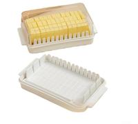 Bulevisiter Caja de almacenamiento y corte de mantequilla de polipropileno para cocina, recipiente seguro para refrigerador con tapa, caja para rebanar mantequilla y queso, 16.5 pulgadas