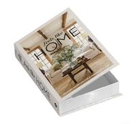 Bulevisiter Caja decorativa de almacenamiento de libros, elegante caja de almacenamiento de lino sintético para estantería, mesas auxiliares, decoración del hogar, 26 x 17 x 4 cm, compatible con