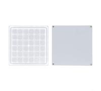 Bulevisiter Caja expositora de acrílico para conchas marinas, cristales, piedras preciosas y cuentas, 12 x 12 cm, caja de almacenamiento transparente con 36 rejillas, diseño cuadrado / corazón