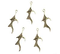 Bulevisiter Dijes de aleación de zinc con alas de murciélago para hacer joyas, juego de 20 colgantes de plata y bronce, colgantes de animales de 13 mm x 31 mm para pulseras, collares y (bronce)