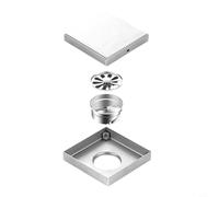 Bulevisiter Drenaje de piso de acero inoxidable para ducha, baño, cocina, balcón, rejilla de drenaje cuadrada con doble filtración, para una fácil limpieza desmontable y (blanco, 15 x 15)