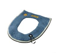Bulevisiter Funda para asiento de inodoro de felpa gruesa para asientos de inodoro estándar, cálida y lavable, comodidad con asa, diseño antideslizante ventilado, 44 x 38 cm (azul)