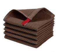 Bulevisiter Juego de 5 toallas de cocina y paños de cocina de algodón natural, súper absorbentes y suaves con lazo para colgar, lavables a máquina (curry profundo)