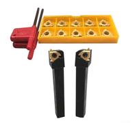 Bulevisiter Juego de insertos de carburo indexable para herramientas de torneado CNC, hoja externa derecha 16ER AG60 y hoja interna izquierda 16IR AG60, soportes de herramientas de acero de aleación