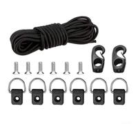 Bulevisiter Kit de aparejo de cubierta con cordón elástico, cuerda elástica y hebillas en D para accesorios de barco canoa, 6 mm x 2,5 m, nailon de grado marino y herrajes de acero inoxidable (SKU)