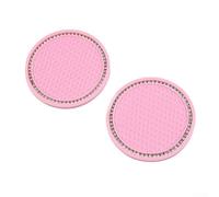 Bulevisiter Posavasos para automóvil, paquete de 2 unidades, alfombrilla antideslizante de 7 cm de diámetro, compatible con accesorios interiores de automóviles rosados, almohadillas decorativas de