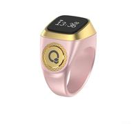 Bulevisiter Recordatorio digital de tiempo de oración con pantalla, anillo religioso para musulmanes, recordatorio de vibración, impermeable, funciona con pilas (18 mm, rosa)