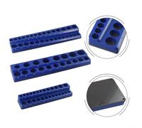 Bulevisiter Soporte para llaves de vaso para llaves de vaso de 1/4 3/8 1/2, organizador de bandeja magnética para juegos de llaves métricas y SAE, juego de 3 piezas de acero de aleación de plástico