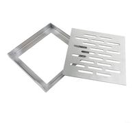 Bulevisiter Tapa de rejilla de drenaje, rejilla de drenaje de doble fila, drenaje de suelo de acero inoxidable, rejilla de drenaje antideslizante de 150 x 150 mm a 300 x 300 mm, plata (150 x 150 x 20