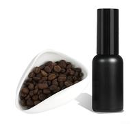 Bulevisiter Taza dosificadora de granos de café y kit de botella de spray de reducción estática, bandeja dosificadora de taza dosificadora de granos de café, bandeja dosificadora de cerámica (blanco)