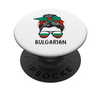 Bulgarian Girl Bulgarian Heritage Bulgaria Flag PopSockets PopGrip Adhesivo