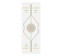 Bulgurye - Tapete de yoga ultrafino de 0.5 mm, goma natural de poliuretano antideslizante con líneas de alineación y colores vibrantes para pilates, viajes (blanco)