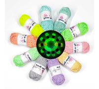 Bulingbuling Hilo que brilla en la oscuridad, hilo de ganchillo para ganchillo, hilo para arte de bricolaje, tejer, ganchillo y manualidades, paquete de 10 unidades de 520 g, 550 yardas, colorido