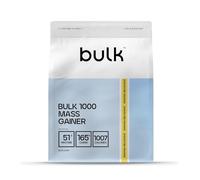 Bulk 1000 Mass Gainer en polvo | 2,5 kg | Batido de Plátano | Aumentador de masa alto en calorías con 51 g de proteína y 165 g de carbohidratos por porción | Al menos 1000 calorías por porción