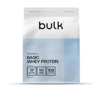 Bulk Basic Proteína de Suero en Polvo | Fresa | 1,25 kg | 41 Raciones | Hasta 18 g de Proteína | Bajo en Azúcar | Fórmula de Rápida Absorción | Apoya el Crecimiento y la Recuperación Muscular