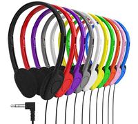Bulk - Paquete de 10 Auriculares estéreo de presupuesto para el Aula con Almohadillas de Piel sintética (Multi, 10 Unidades)