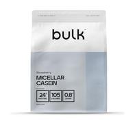 Bulk Proteína en Polvo de Caseína Micelar, Batido de Proteínas, Fresa, 500 g, 16 Porciones, El Empaque Puede Variar