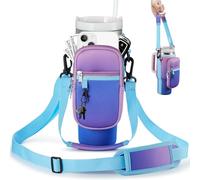 BULKITEM Bolsa de transporte para botella de agua de 30 onzas con bolsillo para teléfono para vaso Stanley de 30 onzas con asa, correa de neopreno aislado para vasos Stanley de San Valentín