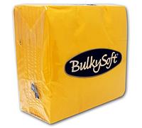 BulkySoft Servilletas de papel de 2 capas de color sólido para cocina, fiestas y eventos, vajilla desechable a prueba de rasgaduras, 33 x 33 cm, 100% celulosa, paquete de 100 servilletas de cocina, color amarillo