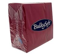 BulkySoft - Servilletas de papel de 2 capas para cocina, fiestas y eventos, desechables, 33 x 33 cm, 100% celulosa, 100 unidades, color rojo oscuro