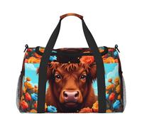 Bull Among Flowers - Bolsa de viaje compacta resistente al agua para deportes, gimnasio y fin de semana para hombres y mujeres