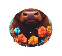Bull Among Flowers - Gorro de ducha impermeable reutilizable para mujer, cubierta elástica para el cabello, para baño, spa, viajes y uso diario