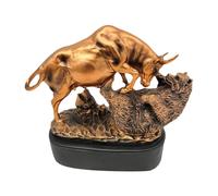 Bull and Bear Statue, Finance Decor Wall Street Bull Figurine, Resin Tabletop Ornament, Exquisite Decoration for Professionals, Managers, Men, Offices, 9.45x10.24x4.72 Inches