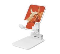 Bull Head - Soporte plegable vintage para teléfono celular, ángulo ajustable, altura de escritorio, portátil, compatible con todos los teléfonos inteligentes, estilo blanco