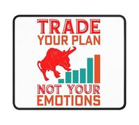 Bull Market - Alfombrilla de ratón para videojuegos, para comerciante de día, regalo para entusiastas del mercado de valores, 240 x 200 mm, 2 unidades, color: comercio con tu plan y no tu emoción