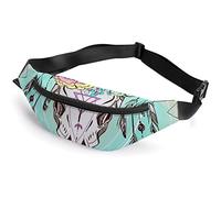 Bull Skull Feathers Flower Horns Christmas French Bulldog Fanny Pack, Adult Kids Sport Riñonera para Hombres Mujeres