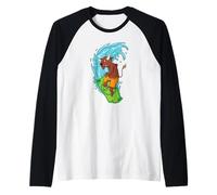 Bull Surfing en un Billete de dólar Camiseta Manga Raglan