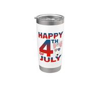 Bull Terrier Dog American Flag Glasses Happy 4th Of July Vaso térmico de acero inoxidable de doble pared
