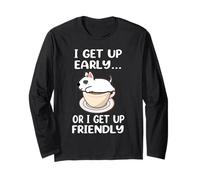 Bull Terrier Dog I Get Up Early Coffee Funny Puppy Dogs Manga Larga