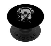 Bull Terrier Inglés Con Auriculares DJ Music Dog Lover PopSockets PopGrip Adhesivo