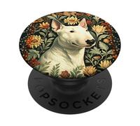 Bull Terrier Inglés Vintage Botánico PopSockets PopGrip Adhesivo