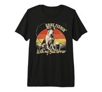 Bull Terrier Perro Retro Vintage día del Padre Divertido Pescador Camiseta Premium