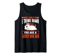 Bull Terrier You Are A Lucky Dog Dad Funny Puppy Dogs Lovers Camiseta sin Mangas