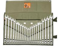 Bull Tools BT 1611 - Rollo de llaves y herramientas de 21 + 4 bolsillos, 100% lavado con arena, color verde oliva y lona de pato de 15 onzas