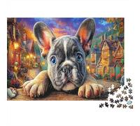 Bulldog 1000 Pieces for Adults French Bulldog with Big Eyes Fun and Challenging Family Game Great Gift 70x50cm/1000pcs