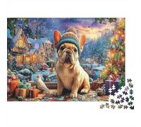 Bulldog 1000 Piezas Cartón Resistente Perro Adorable Cachorro Rompecabezas Estándar Adolescentes 12-18 Relajación Regalo Día del Padre Regalo Premium 52x38cm/1000pcs